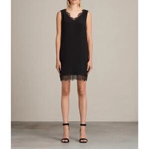 ALLSAINTS Camia Lace Trim V-Neck Shift Slip Mini Camisole Dress Nordstrom S $168